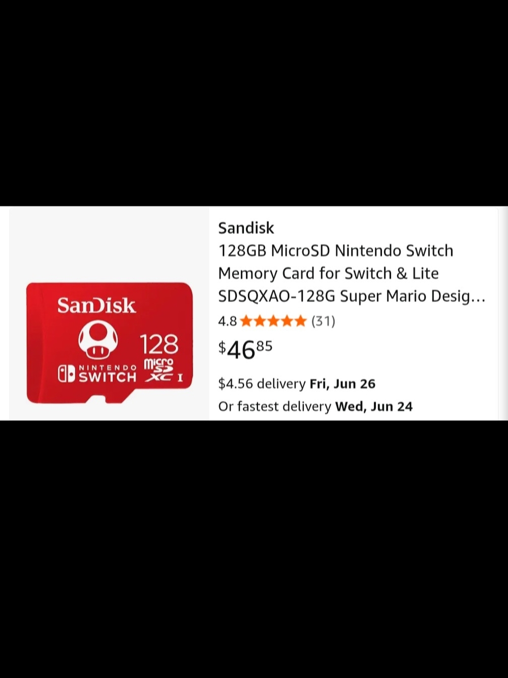 SanDisk 128GB Toadstool microSD for Nintendo Switch - Red